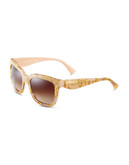 Dolce & Gabbana Plastic Gold Leaf Sunglasses - GOLD LEAF ON POWDER PINK
