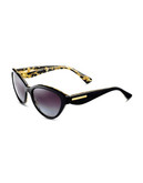 Dolce & Gabbana Plastic Round Sunglasses with Gold Leaf Interior - GOLD LEAF ON BLACK