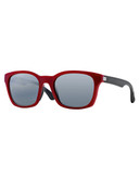 Ray-Ban Full Rim Square Sunglass - Red with Mirrored Lenses - Small