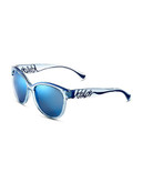 Ralph By Ralph Lauren Eyewear Translucent Wayfarer Sunglasses with Scripted Text Arms - Light Blue