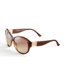 Michael Michael Kors Maeve Plastic Oval Sunglasses - Brown