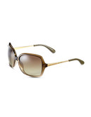 Marc By Marc Jacobs Plastic Square Sunglasses with Half Metal Arms - Olive Gold