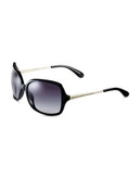 Marc By Marc Jacobs Plastic Square Sunglasses with Half Metal Arms - Gold