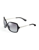 Marc By Marc Jacobs Plastic Square Sunglasses with Half Metal Arms - Black