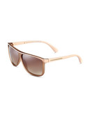 Marc By Marc Jacobs Ridged Rectangular Sunglasses - Brown