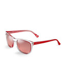 Michael Michael Kors Tessa Plastic Square Sunglasses with Mirrored Lenses - Chili Red