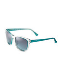 Michael Michael Kors Tessa Plastic Square Sunglasses with Mirrored Lenses - Island Blue