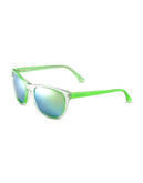 Michael Michael Kors Tessa Plastic Square Sunglasses with Mirrored Lenses - Green
