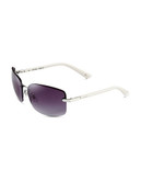 Calvin Klein Rimless Sunglasses with Plastic Arms - White