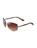 Calvin Klein Rimless Sunglasses with Plastic Arms - Brown