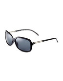 Calvin Klein Contrast Rectangular Sunglasses - Black