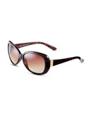 Calvin Klein Contrast Oval Sunglasses - Dark Tortoise
