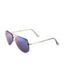 Calvin Klein Metallic Aviator Sunglasses - Silver Flash Lens
