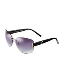 Calvin Klein Rimless Oval Sunglasses - Gunmetal