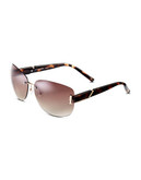Calvin Klein Rimless Oval Sunglasses - Brown