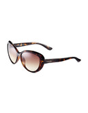 Calvin Klein Brushed Cat Eye Sunglasses - Dark Tortoise