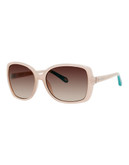 Fossil Large Square Sunglasses with Contrast Tips - Warm Blush