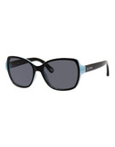 Fossil Square Sunglasses with Contrast Front - Black Pale Blue