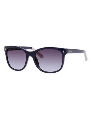 Fossil Wayfarer Sunglasses with Contrast Tips - Navy