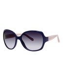Fossil Large Round Sunglasses with Contrast Temples - Navy