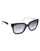 Kenneth Cole Reaction Color Blocked Square Wayfarer Sunglasses - BLACK AND WHITE