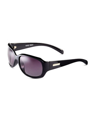 Nine West Plastic Rectangle Sunglasses - Black