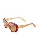 Nine West Plastic Medium Cateye Sunglasses w/ Metal Detail - Copper