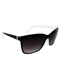 Alfred Sung Ladies plastic Two toned Modified Wayfarer - Black