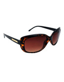 Alfred Sung Small Plastic Rectangle Sunglass - Brown