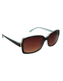 Alfred Sung Plastic Two tone Rectangular Sunglasses - Brown