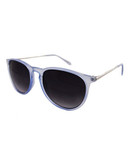 Material Girl Plastic Round With Metal Temples Sunglasses - Blue