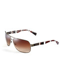 Dolce & Gabbana Rectangular Aviator Sunglasses - Gunmetal