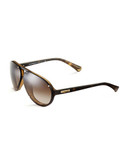 Emporio Armani Rimless Oval Sunglasses - Dark Brown