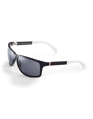 Tommy Hilfiger Contrast Wraparound Oval Sunglasses - Black