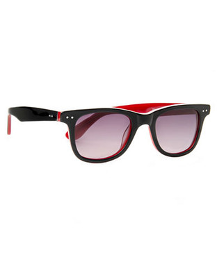 Polaroid Plastic Rectangle Sunglasses - Black Red