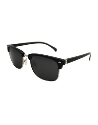 Alfred Sung Polarized Clubmaster Sunglasses - Black