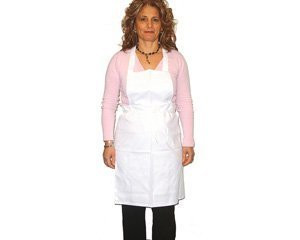 Woman wearing white chef Apron