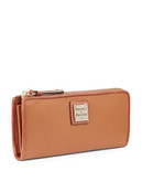 Dooney & Bourke Leather Zip Around Clutch Wallet - Caramel