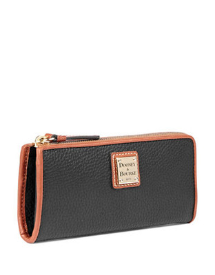 Dooney & Bourke Leather Zip Around Clutch Wallet - Black