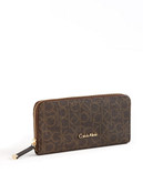Calvin Klein Wallet Saffiano Large Zip Around - Brown