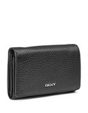 Dkny Pebbled Snap Button Flap Wallet - Black