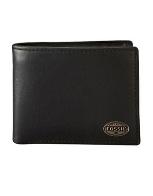 Fossil Estate Leather Zip Passcase Wallet - Dark Brown