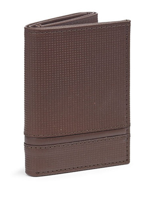 Black Brown 1826 Textured Leather Trifold Wallet - Brown