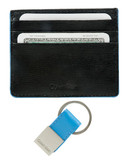 Calvin Klein Saffiano Leather Credit Card Case - Black / Blue
