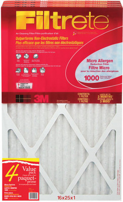 3M Filtrete 16x25 Micro Allergen Reduction Filter 4-Pack