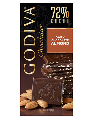 Godiva 72% Cacao Dark Chocolate with Almonds - Chocolate