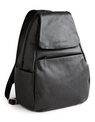 Derek Alexander Leather Flap Backpack - Black