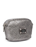 Guess Juliet Metallic Quilted Signature Cosmetics Pouch - Silver
