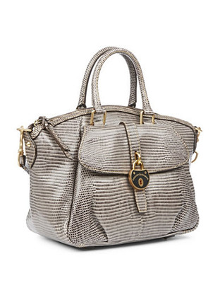 Dooney & Bourke Santorini Embossed Leather Satchel - Grey