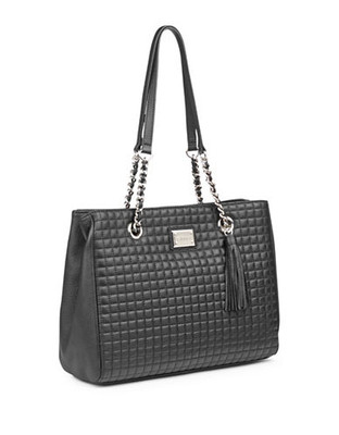 Calvin Klein Hastings Quilted Leather Handbag - Black/Silver